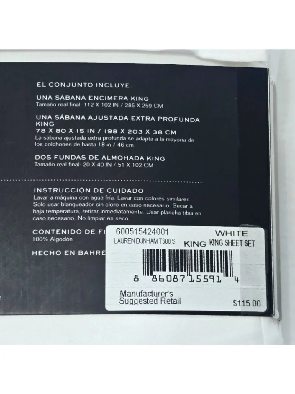 Ralph Lauren KING Dunham Sateen Sheet Set White 100% Cotton 300 TC